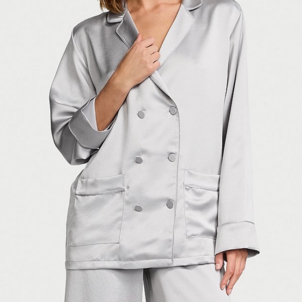 Victoria's Secret Shimmering Silver Satin Pajamas